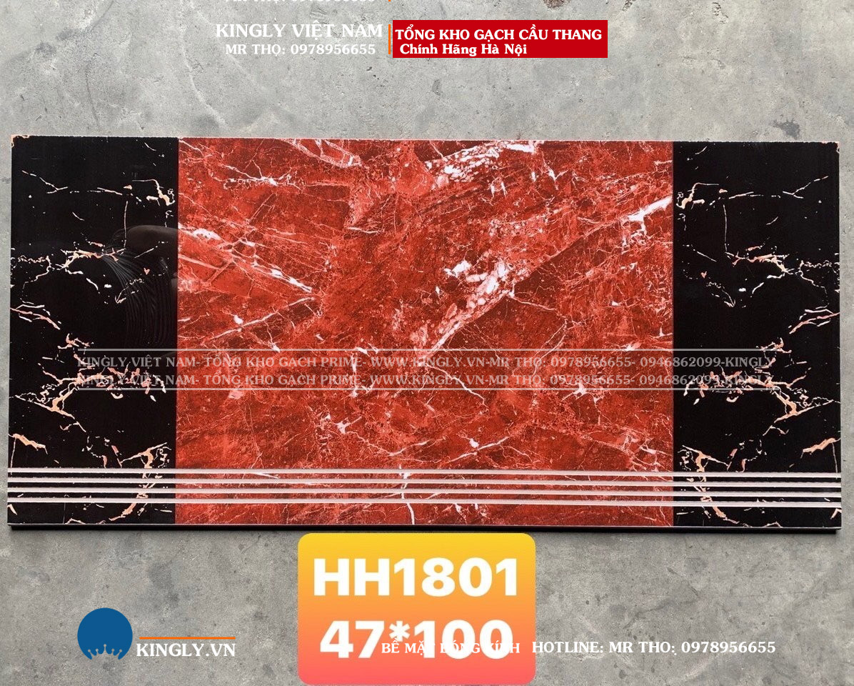 Gạch lát cầu thang giả đá màu đỏ Trung Quốc 47X100 HH1801